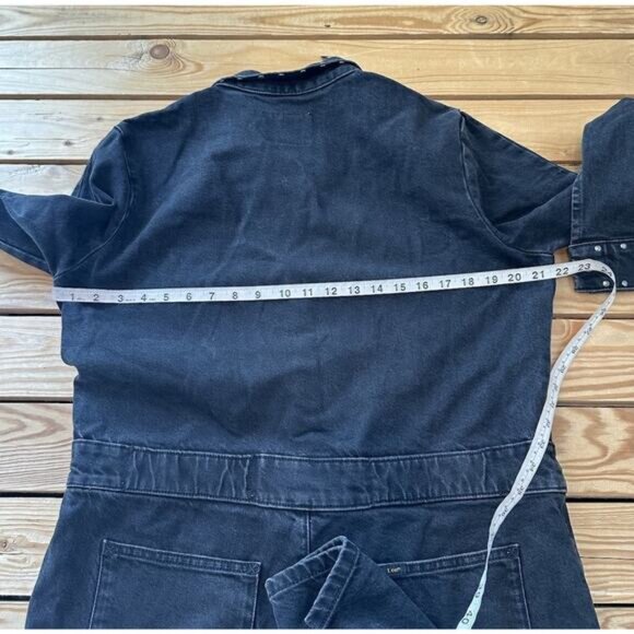Lee Union-Alls Studded Denim Jumpsuit Size Large Women's Black Zip/Snap Front - Picture 8 of 10